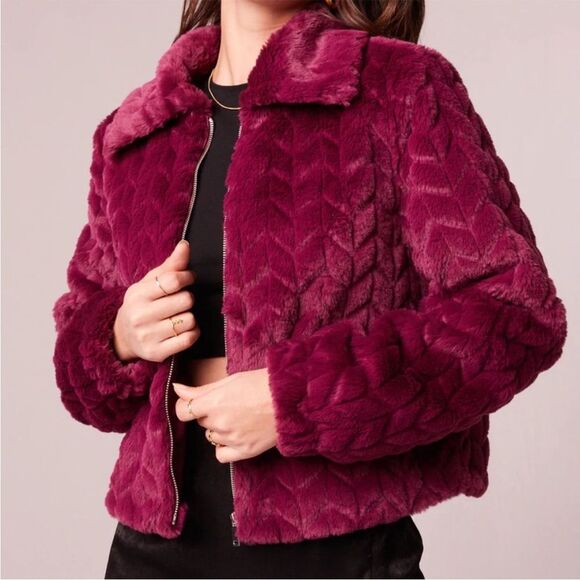 band of the free Jackets & Blazers - Band Of The Free Val Chevron Jacket ❄️ Eggplant ❄️ NWT ❄️ faux fur ❄️ medium